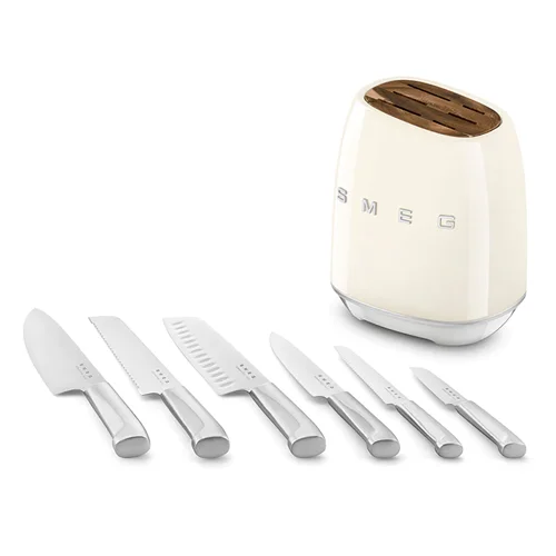 ست چاقو اسمگ 7 پارچه رنگ کرم و مشکی  KBSF01CR  {اصلی}